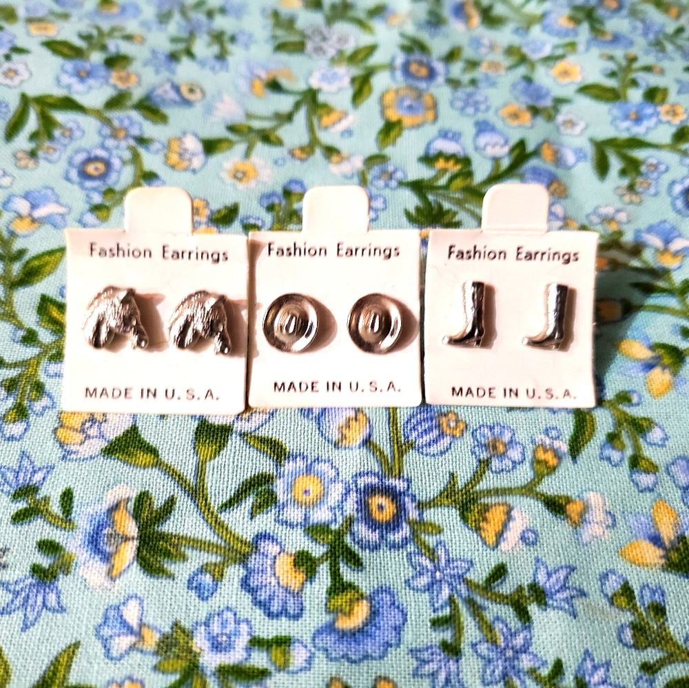Set of 3 Vintage Western theme Earrings